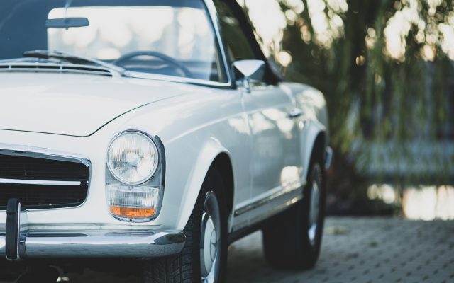 White oldtimer retro car White oldtimer retro car